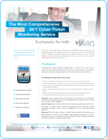 The Most Comprehensive 24/7 Cyber-Threat Monitoring Service 1 threat respond paper preview